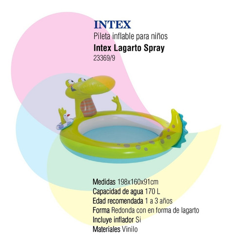Imagen 2 de 7 de Pileta Inflable Intex Lagarto Spray 198x160x91cm 57431 Cuota