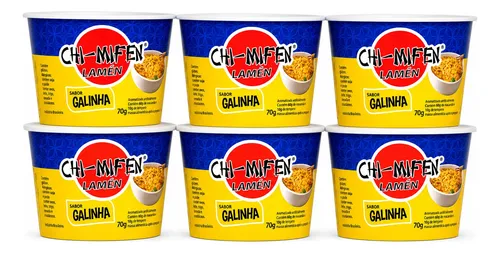 Kit Com 6 Capnudous Lamén Chi-mifen Sabor Galinha 70g | Frete grátis