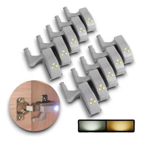 10 Lámpara De Luz Led Bisagra Sensor Movimiento Gabinete Calida