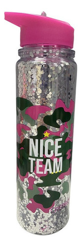 Botella Cresko Glitter Nice Team Con Pico