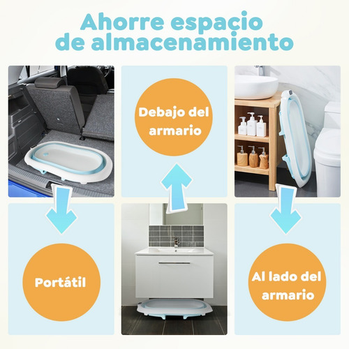 Bañera Tina Plegable Con 2 Cojín Para Bebés Recién Y Nacidos