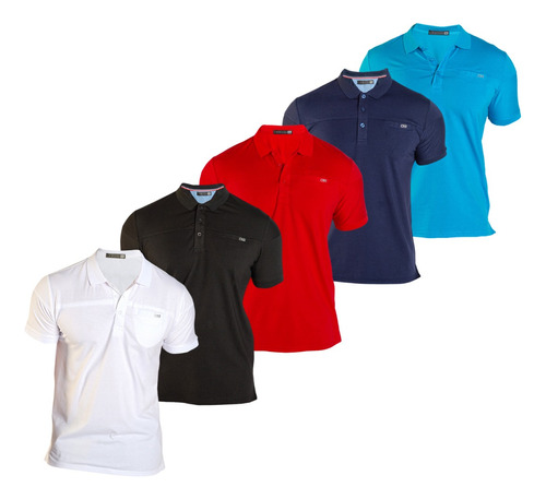 Paquete 5 Playeras Tipo Polo Calidad Stretch Varios Colores