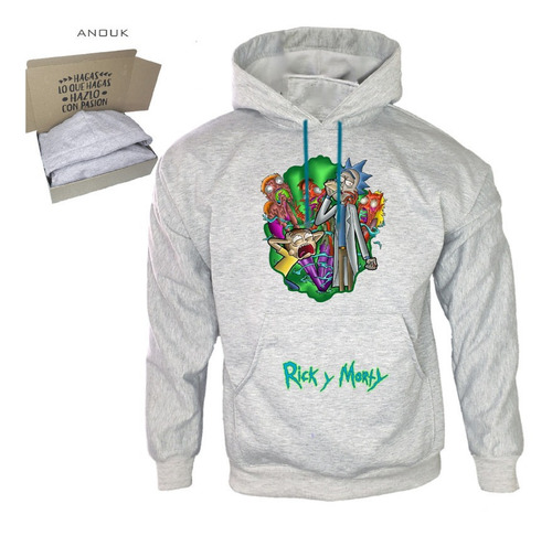 Imagen 3 de 10 de Buzo Hoodie Personalizado Rick & Morty Saco Unisex Estampado