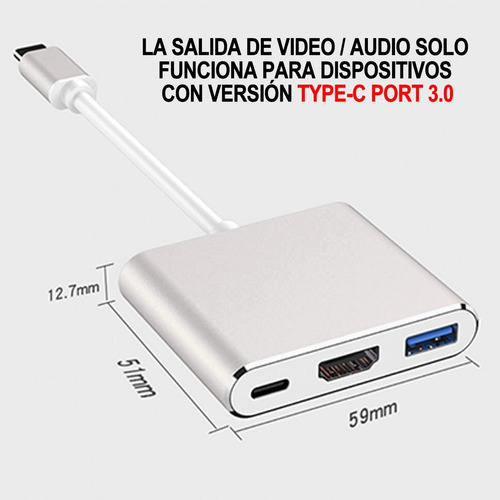 Adaptador Usb Tipo C 3.0 Hdmi Hub Celular A Tv Multipuerto