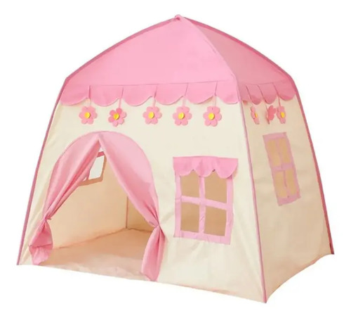 Barraca Infantil Toca Castelinho Rosa Menina Cabana Flores Rosa