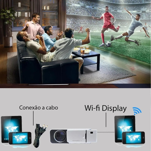 Projetor Datashow Retoprojetor Data Show Portatil Wifi Casa Cor Branco Branco