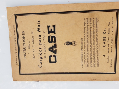 Catalogo Carpidor De Maiz Case Antiguo Herramienta