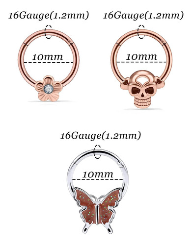 Anillo De Septum De 16g, Joyería Piercings De Septum, ...