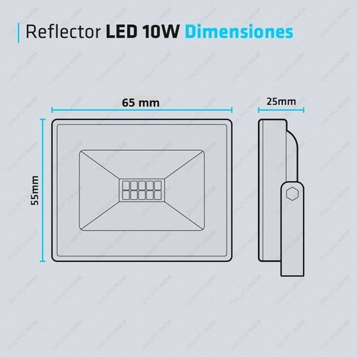 Imagen 5 de 10 de Reflector Led 10w Multiled Slim Bajo Consumo Exterior