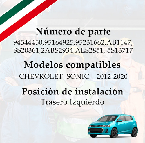 Sensor Abs Trasera Izquierdo Para Chevrolet Sonic 2012-2020