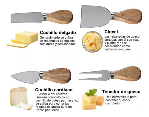 Tabla De Quesos Personalizada Grabado Madera Y Utensilios