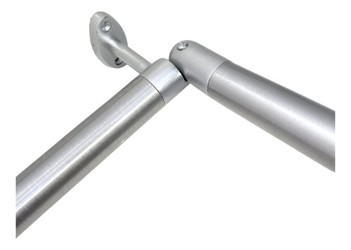Kit Varão Para Cortina De Canto Cromado 28mm 4,00m Alumínio Cor Aço escovado