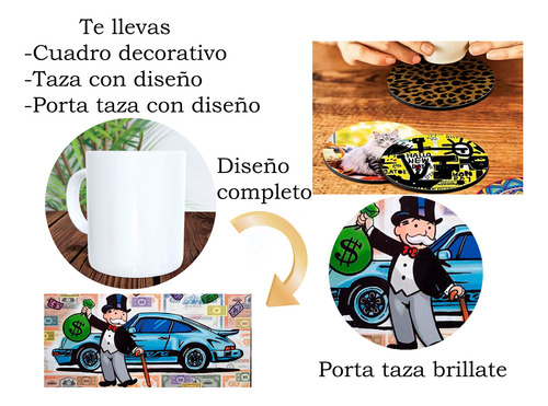 Cuadro Decorativo Cisnes Animales +taza+porta+taza+envio