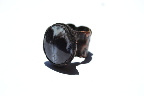 Imagen 5 de 8 de Anillo De Piedra Natural Agata Dentrica, Modelado A Mano