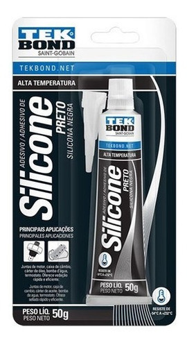 Silicone Acético Preto Alta Temperatura 50g Envio Imediato