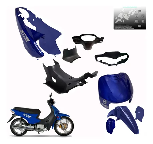 Kit Plasticos Zanella Zb 110 3v Azul Bicapa + Calcos Regalo