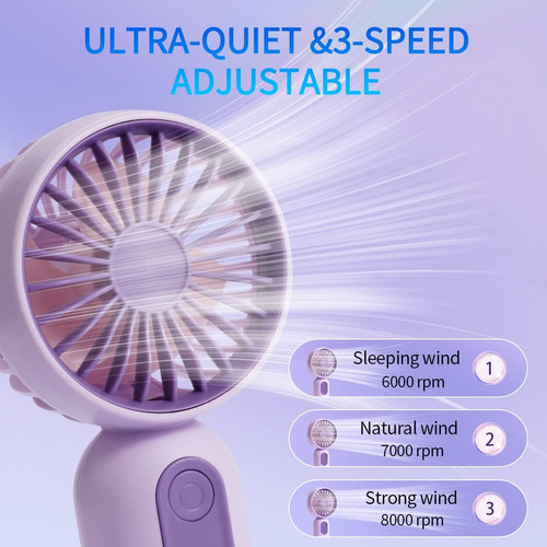 3pcs Mini Ventilador De Mano De 3 Velocidades Con Carga Usb