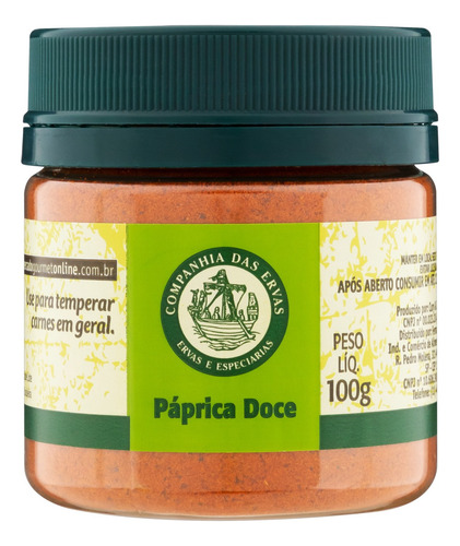 Páprica Doce Companhia das Ervas Pote 100g