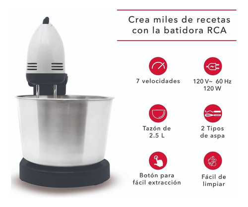 Rca Batidora De Pedestal 2 En 1 Rc-67ss Gris 60 Hz