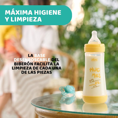 Mamadera Anti Colico Chicco Perfect5 300ml 0m+ Flujo Rapido Color Amarillo