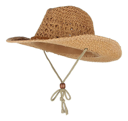 Sombrero De Vaquero De Paja Ajustable Para Playa Viaje
