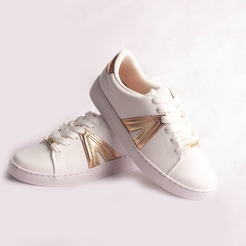 Zapatilla Blanca Y Oro 1214-1032-18533 Mujer Vizzano