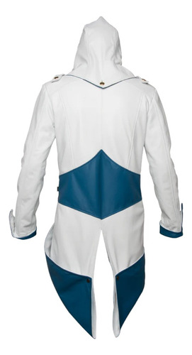 Chamarra Piel Creed Blanco Y Azul Talla L