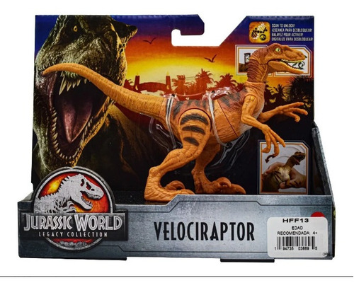 Velociraptor Naranja Jurassic World Dinosaurio Con Movimient
