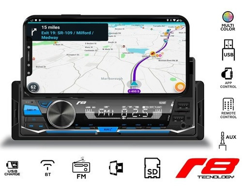 Imagem 2 de 6 de Radio Auto Radio R8 1020bt Suporte Celular Usb Sd Bluetooth