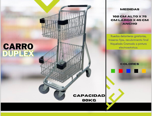 Cestas Con Ruedas, Carrito De Supermercado Duplex