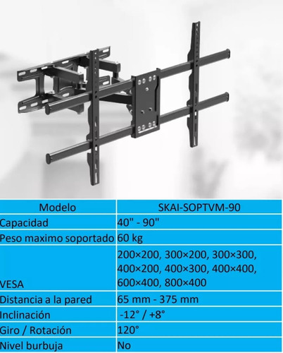 Soporte De Tv Articulado Con Brazo Movil 40 A 90 Kassel