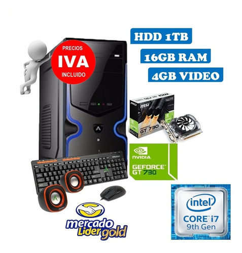 Imagen 1 de 5 de Cpu Gamer Intel Core I7 9na/ Hdd 1tb/16gb/gt-730 4gb Inc Iva