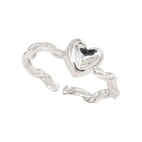 Anillo De Corazón Minimalistas De Plata De Ley 925 