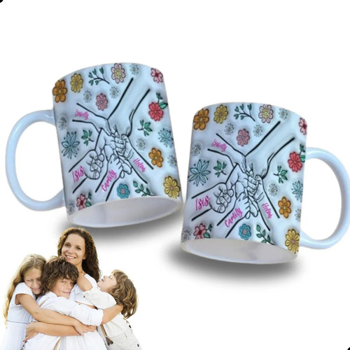 Caneca Personalizada Nome Mãe Filhos Pesente Dia Das Mães Cor Branco Caneca Mãe E Filho Mãos