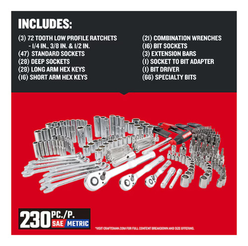 Jgo Herramienta Mecánicas Craftsman Versastack De 230 Piezas