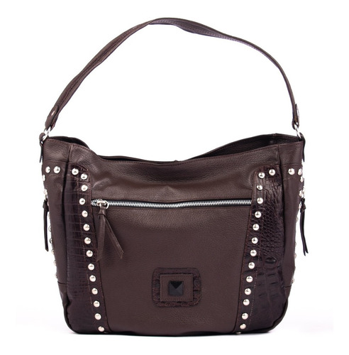 Cartera De Cuero Vacuno Grande Tachas Bolso Mujer Rg Cueros