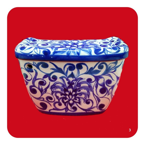 Imagen 4 de 4 de Wc Sanitario Taza + Tanque Cerámica Tipo Talavera Azul M3