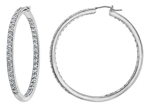 Collection Platinum Or Gold Plated Silver Inside Out Hoop Ea