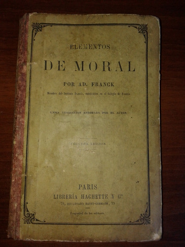 Documento Histórico. elementos De Moral.- 