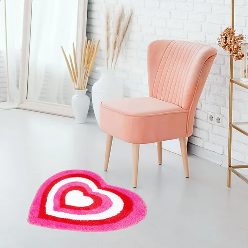 Alfombra De Baño Jarthenaamcs Con Forma De Corazón Rojo Y Ro