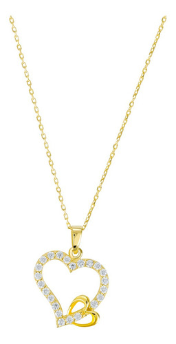 Dije Bizzarro Con Cadena De Oro Amarillo 14k Con Zirconias Color Dorado