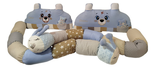 Chichonera Oruga X 2unid Con Cabecera Oso Personalizada Orugas Con Oso Celeste