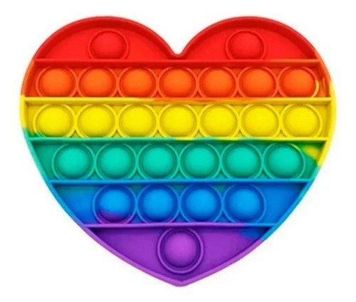 Pop It Antiestres Silicona Arcoiris Set X3 Formas Souvenir Corazón
