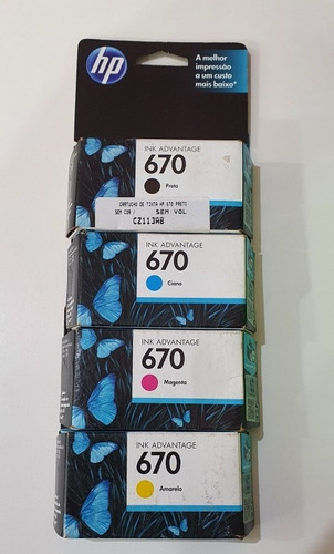 Kit Cartucho Hp 670 4 Unidades