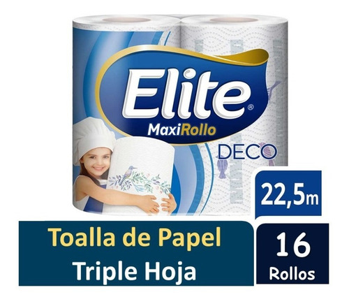 Elite Deco Toalla 22,5 Mts Triple Hoja 16 Rollos