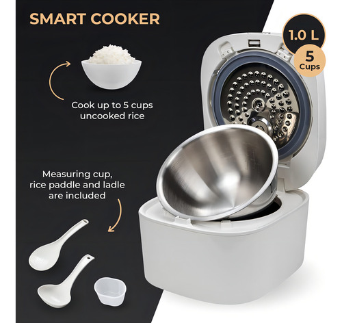 Buffalo White Ih Smart Cooker, Arrocera Y Calentador, 1 L, . Color Blanco