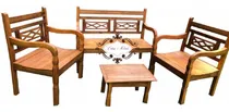 Comprar Combo 3 Bancos + Mesa De Centro Rustico Jardim Madeira 