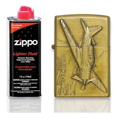 Kit Zippo / Gasolina + Encendedor Tipo Zippo Avioneta