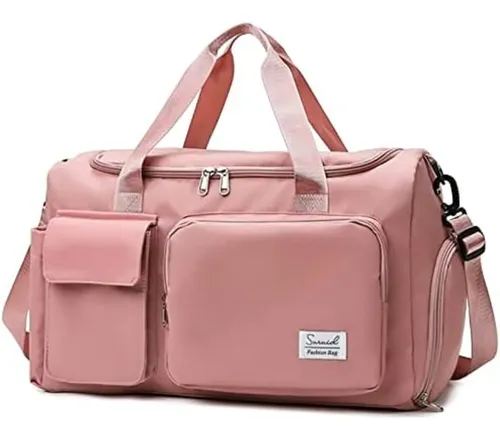 Bolso Viaje Deportivo Futbol Grande Impermeable Gimnasio Rosa Lisa