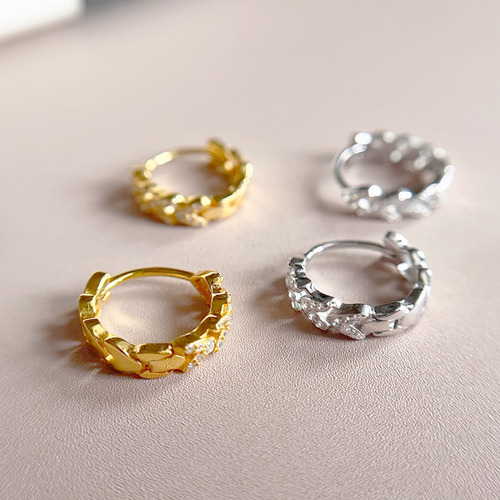 Aretes De Corazón, Plata 925 En Aro Tachonado Con Diamantes